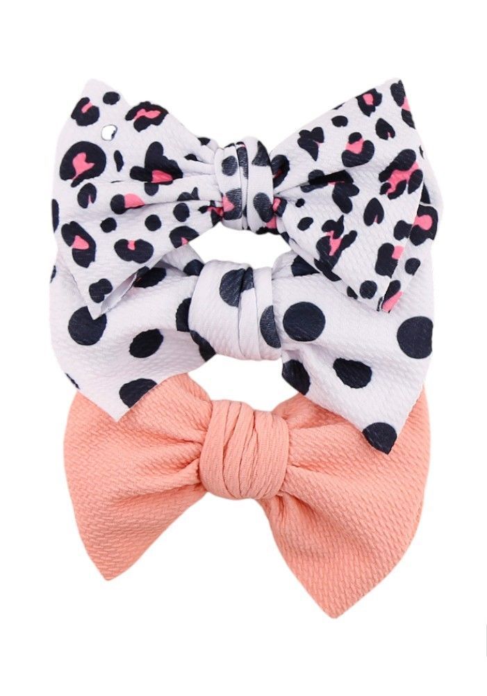 Bambimici - Mira Big Ribbon Bow Headband For Babies - Black/White/Pink - 3 Pcs