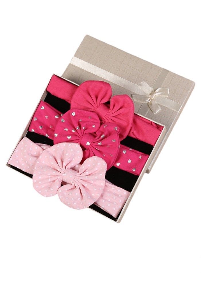 Bambimici - Olivia Headband Ribbon - Pink Heart/Polka - 3 Pcs