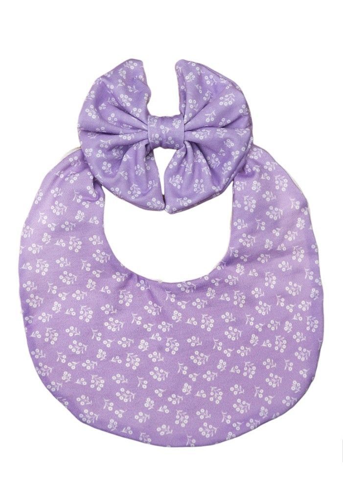 Bambimici - Luna Ribbon Headband & Baby Bib Set - Purple - 2 Pcs