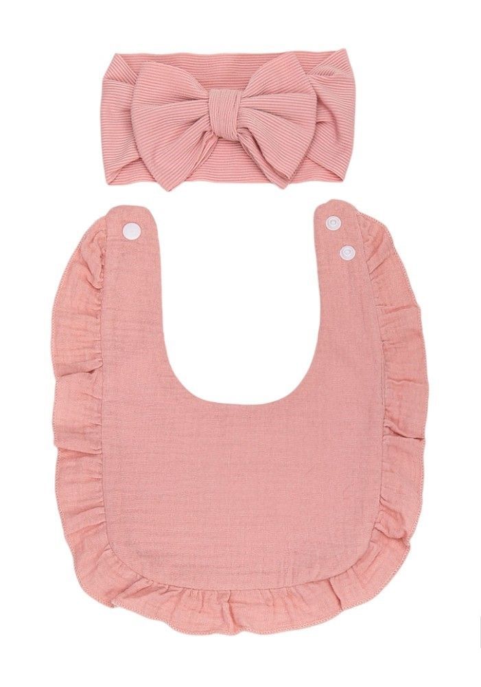 Bambimici - Ava Small Ribbon Headband And Baby Bib Set - Pink