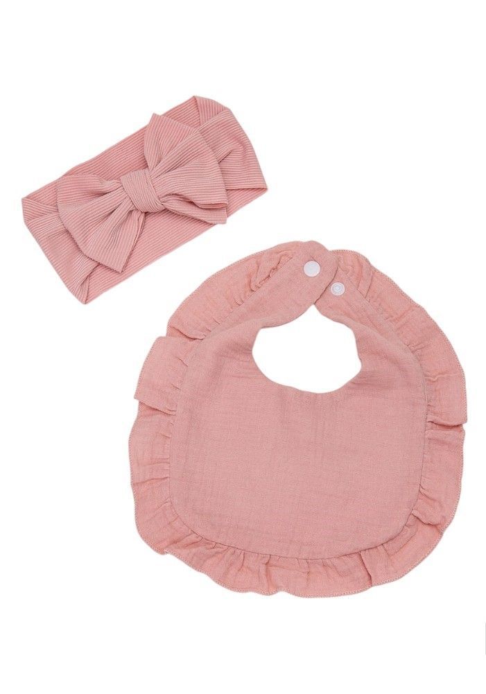 Bambimici - Ava Small Ribbon Headband And Baby Bib Set - Pink