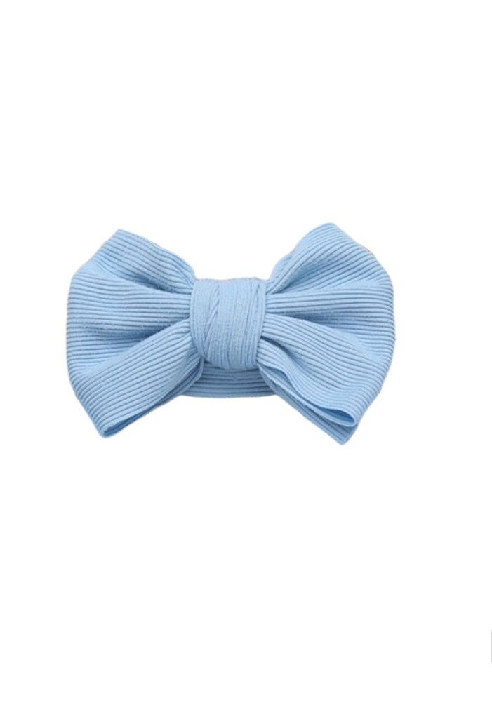 Bambimici - Ava Small Ribbon Headband And Baby Bib Set - Baby Blue