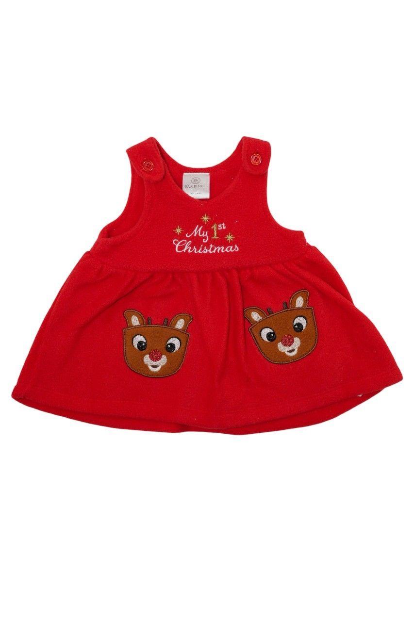 Bambimici - 2pc-Set - Girl's 1st Christmas Printed Bodysuit & Jumpskirt - Red