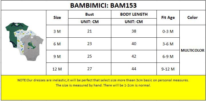 Bambimici - Dinosaur Print Short Sleeve With Pyjama 3-piece