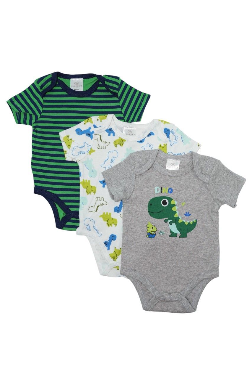 Bambimici - Dinosaur Print Short Sleeve With Pyjama 3-piece