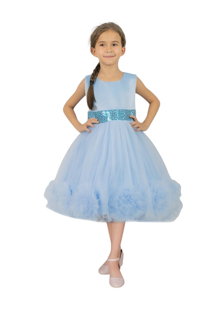 D' Daniela - Layered Tutu Gown Party Dress - Light Blue