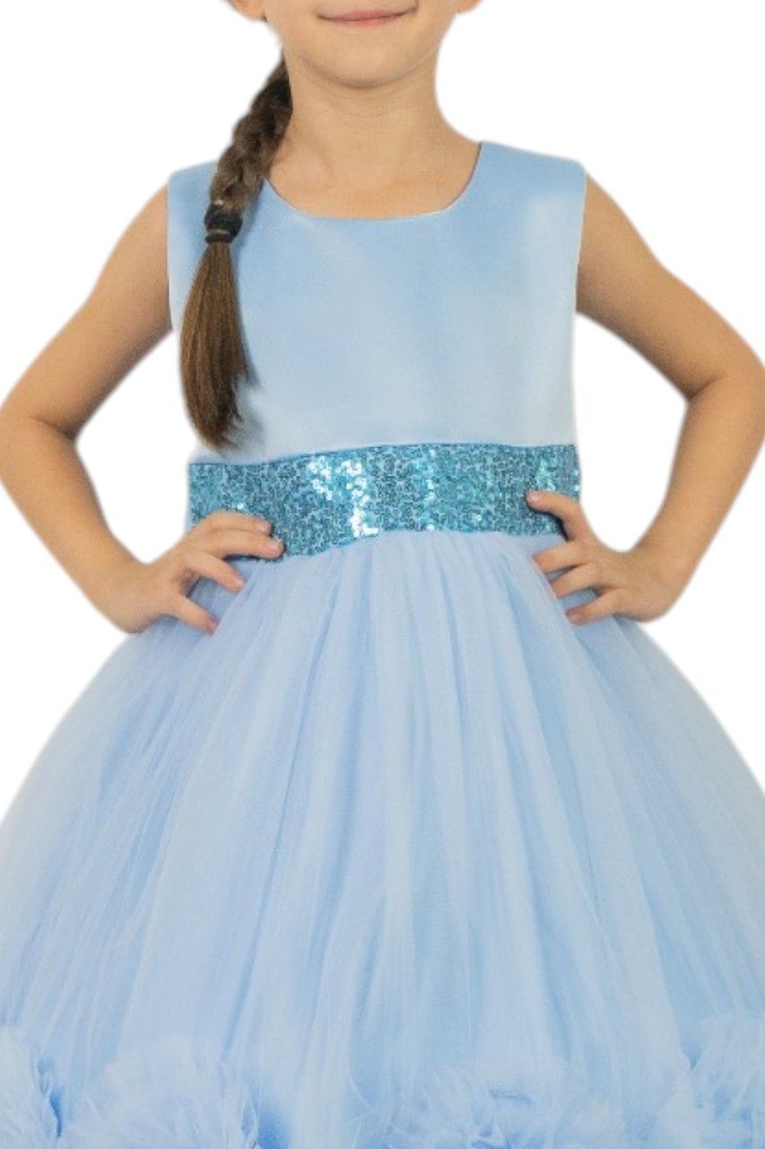 D' Daniela - Layered Tutu Gown Party Dress - Light Blue