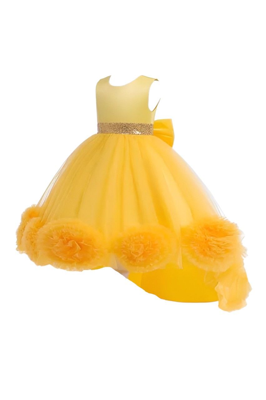 D' Daniela - Layered Tutu Gown Party Dress - Yellow