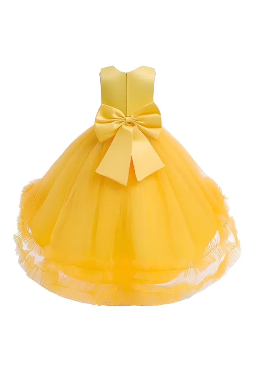 D' Daniela - Layered Tutu Gown Party Dress - Yellow