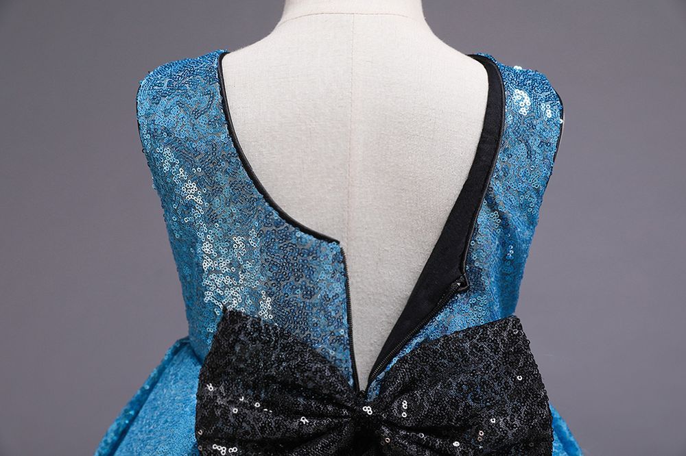 D' Daniela - Cyra Sparkle Dress W/ Bow - Blue