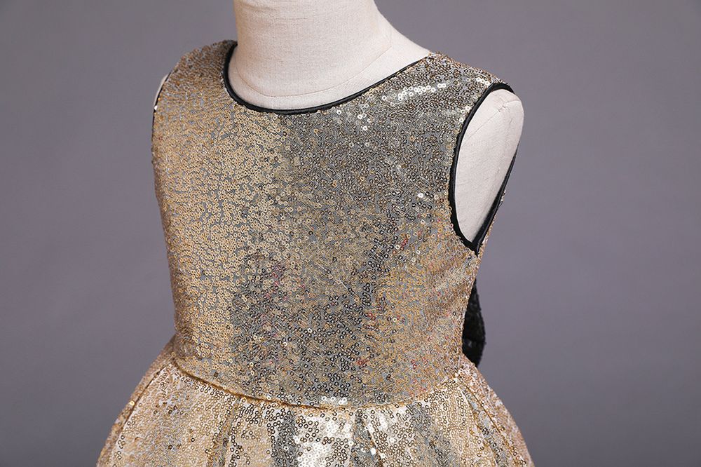 D' Daniela - Cyra Sparkle Dress W/ Bow - Gold