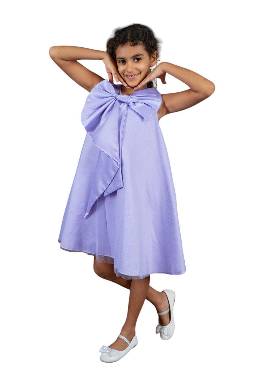 D' Daniela - Girl's Bows And Flow Dress - Purple