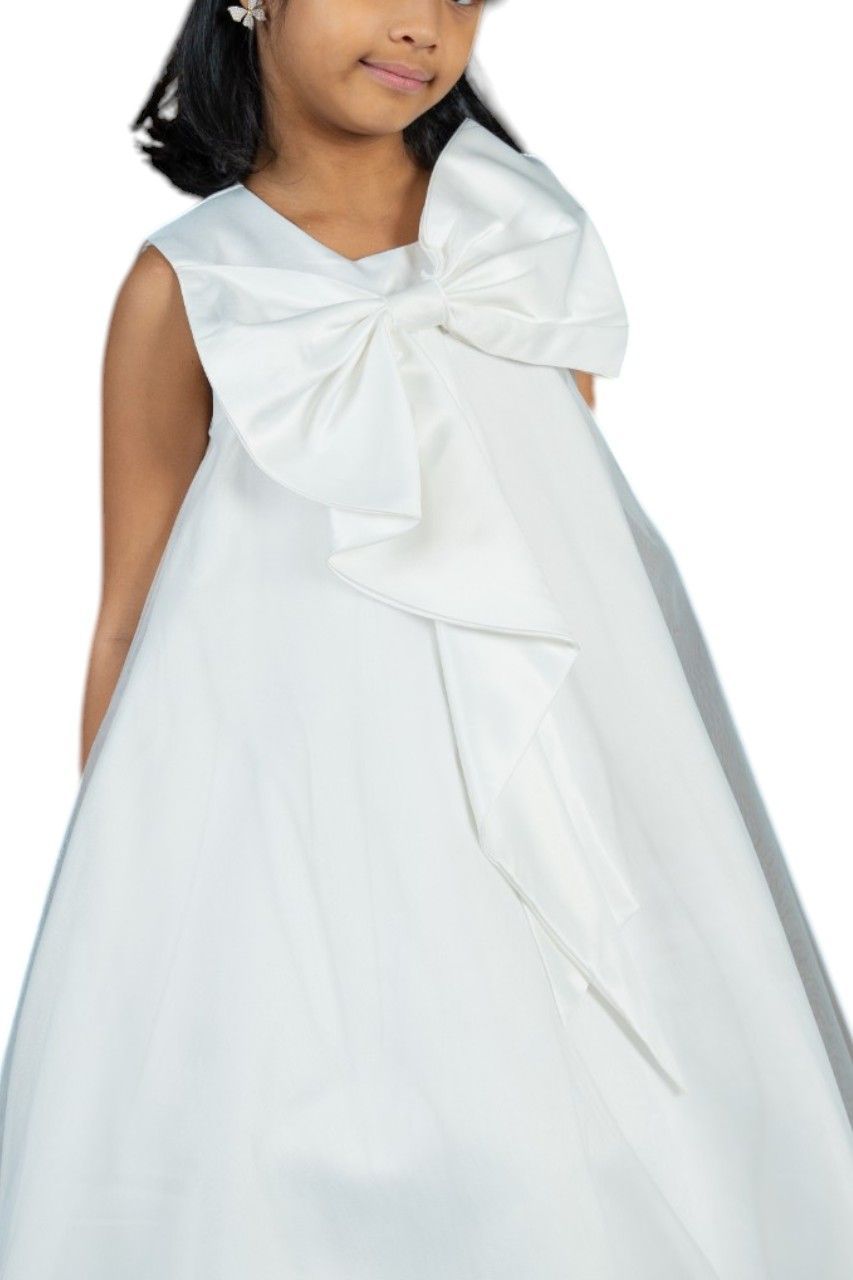 D' Daniela - Girl's Bows And Flow Dress - White