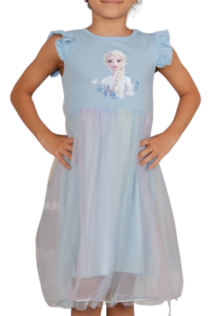 D' Daniela - Girl's Elsa Frozen Wonderland Dress - Blue