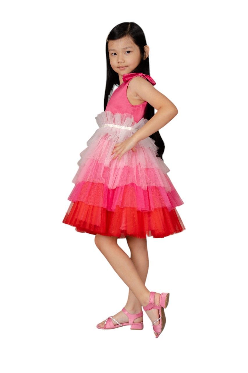 D' Daniela - Emelly Colourful Party Dress - Hot Pink