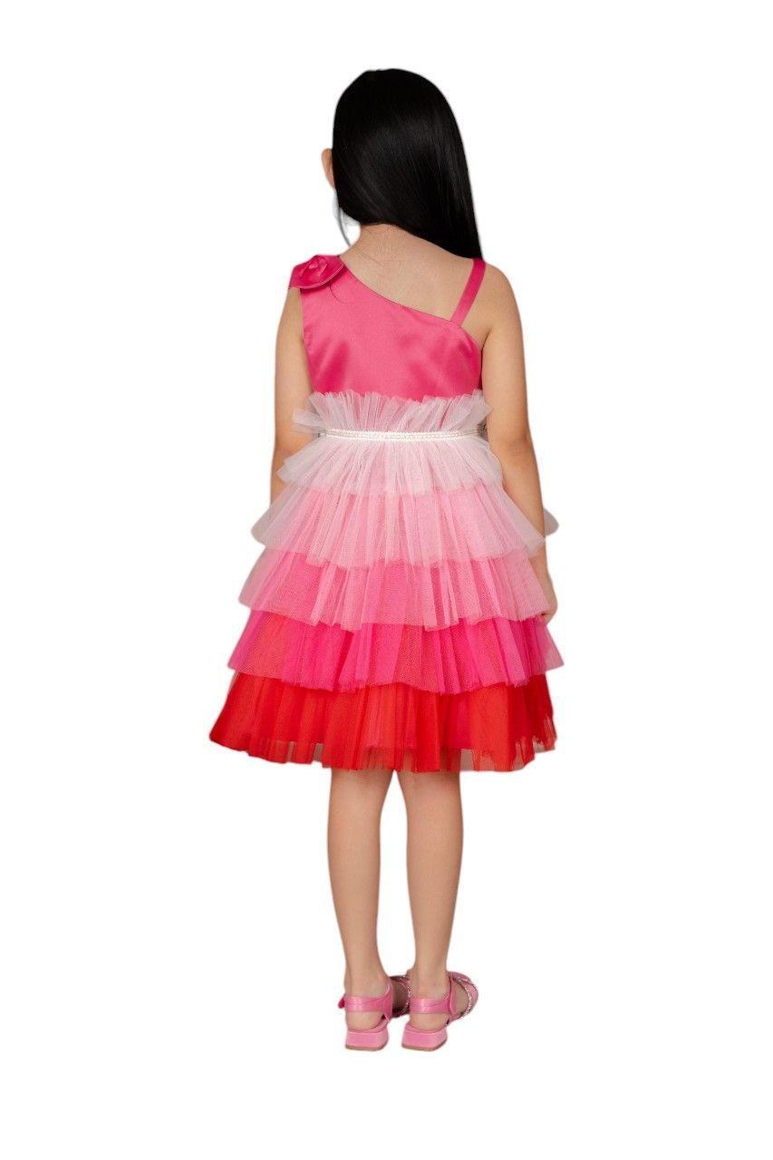 D' Daniela - Emelly Colourful Party Dress - Hot Pink