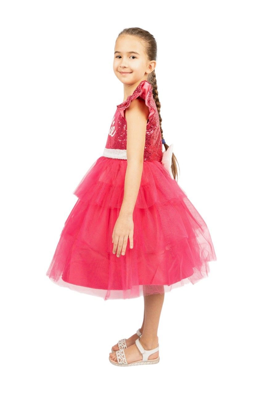 D' Daniela - Girl's Barbie Sequin Fantasy Dress - Hot Pink