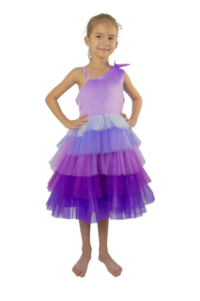 D' Daniela - Emelly Colourful Party Dress - Purple