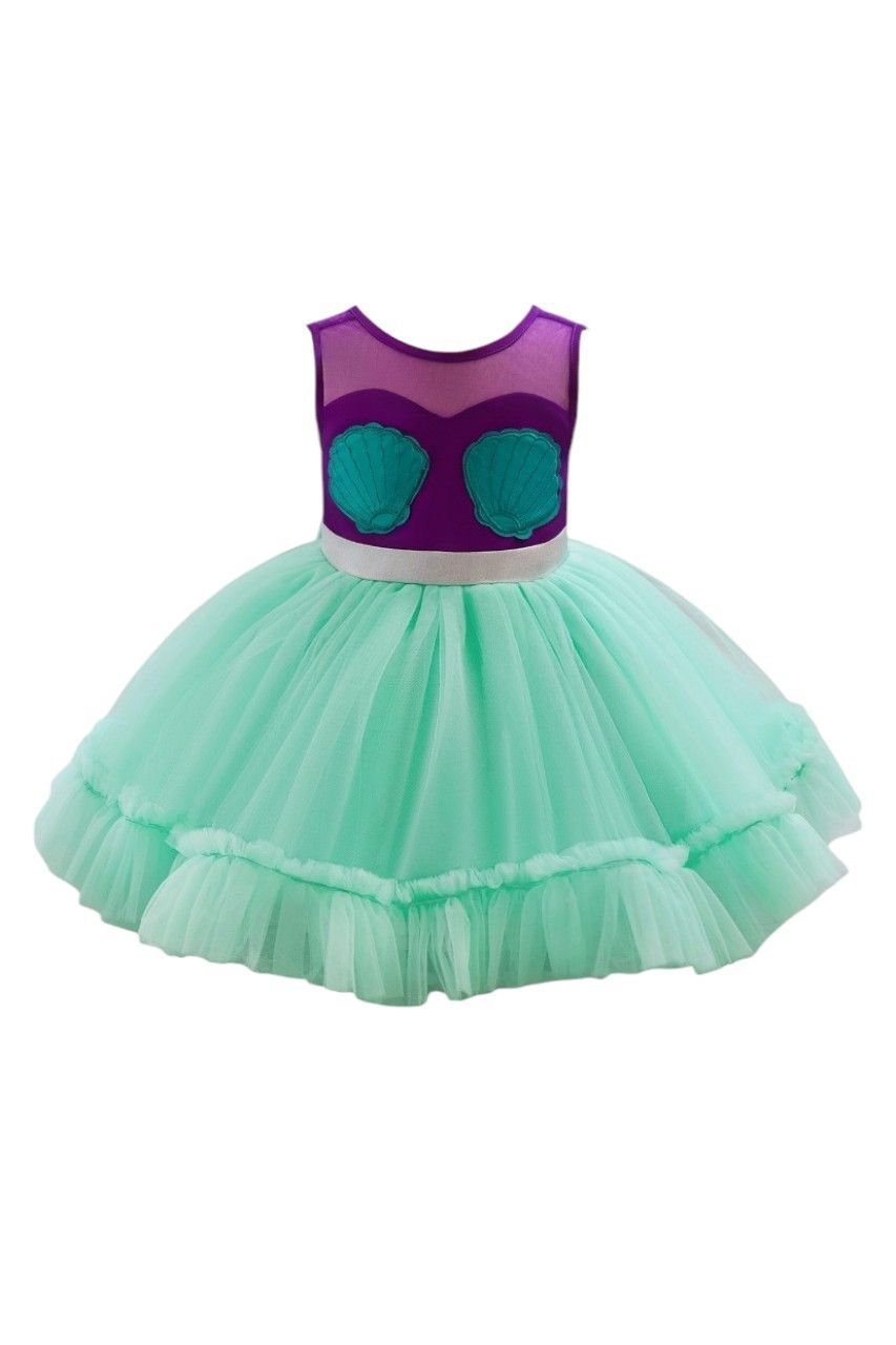 D' Daniela - Girl's Oceanic Charm Dress - Mint Green/Purple