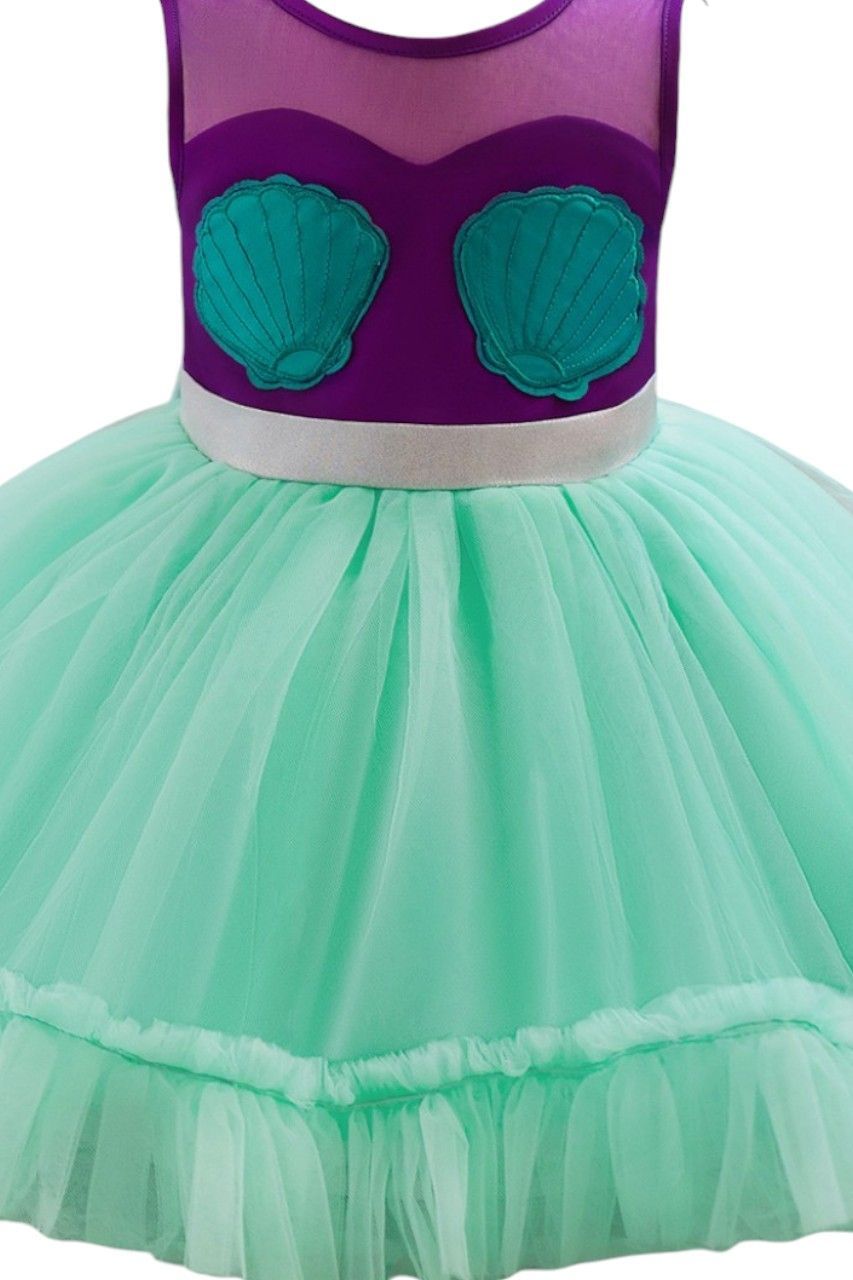 D' Daniela - Girl's Oceanic Charm Dress - Mint Green/Purple