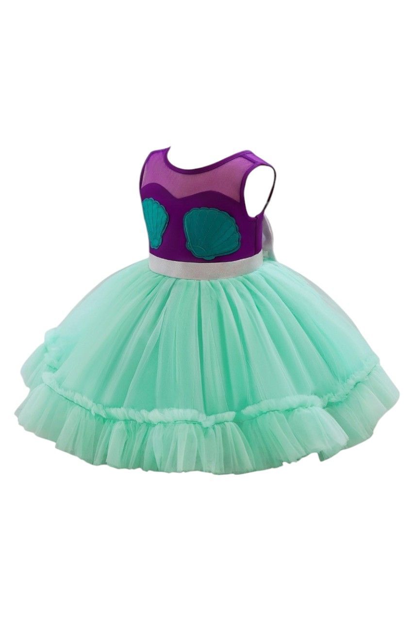 D' Daniela - Girl's Oceanic Charm Dress - Mint Green/Purple