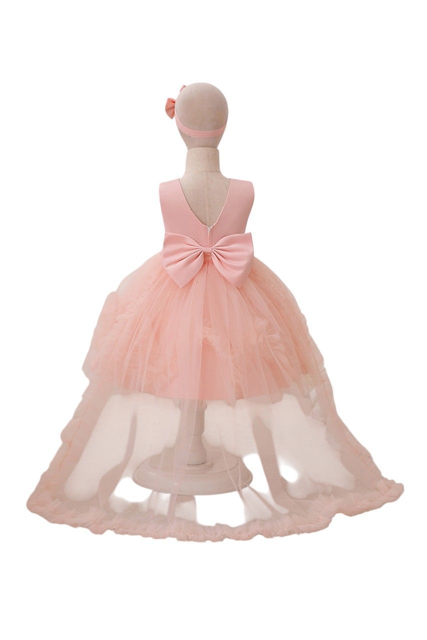 D' Daniela - Girl's Fairy Tulle Fantasy Dress With Headband - Baby Pink