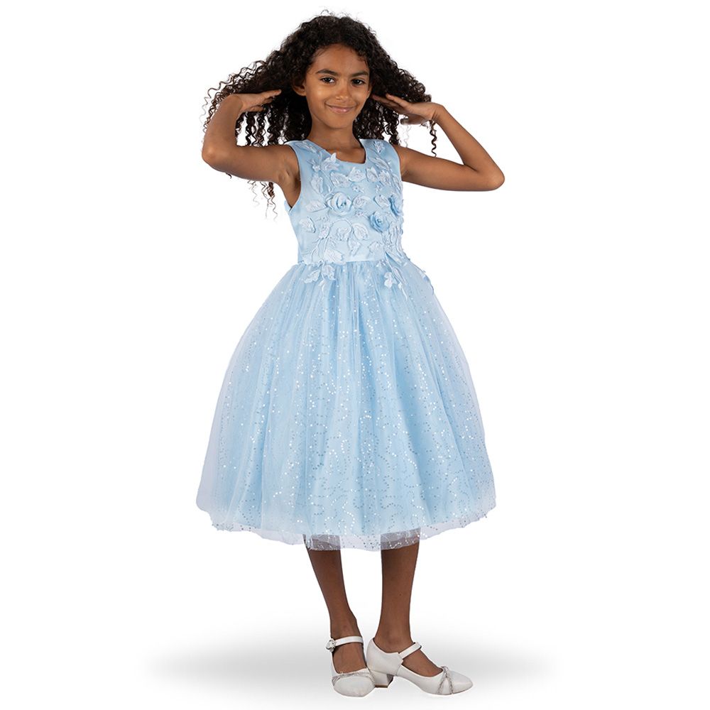 Ddaniela - Olivia Party Dress with Headband - Blue