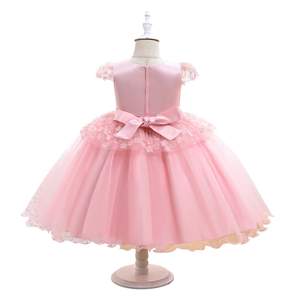 Ddaniela - Clara Flower Dress with Headband - Pink