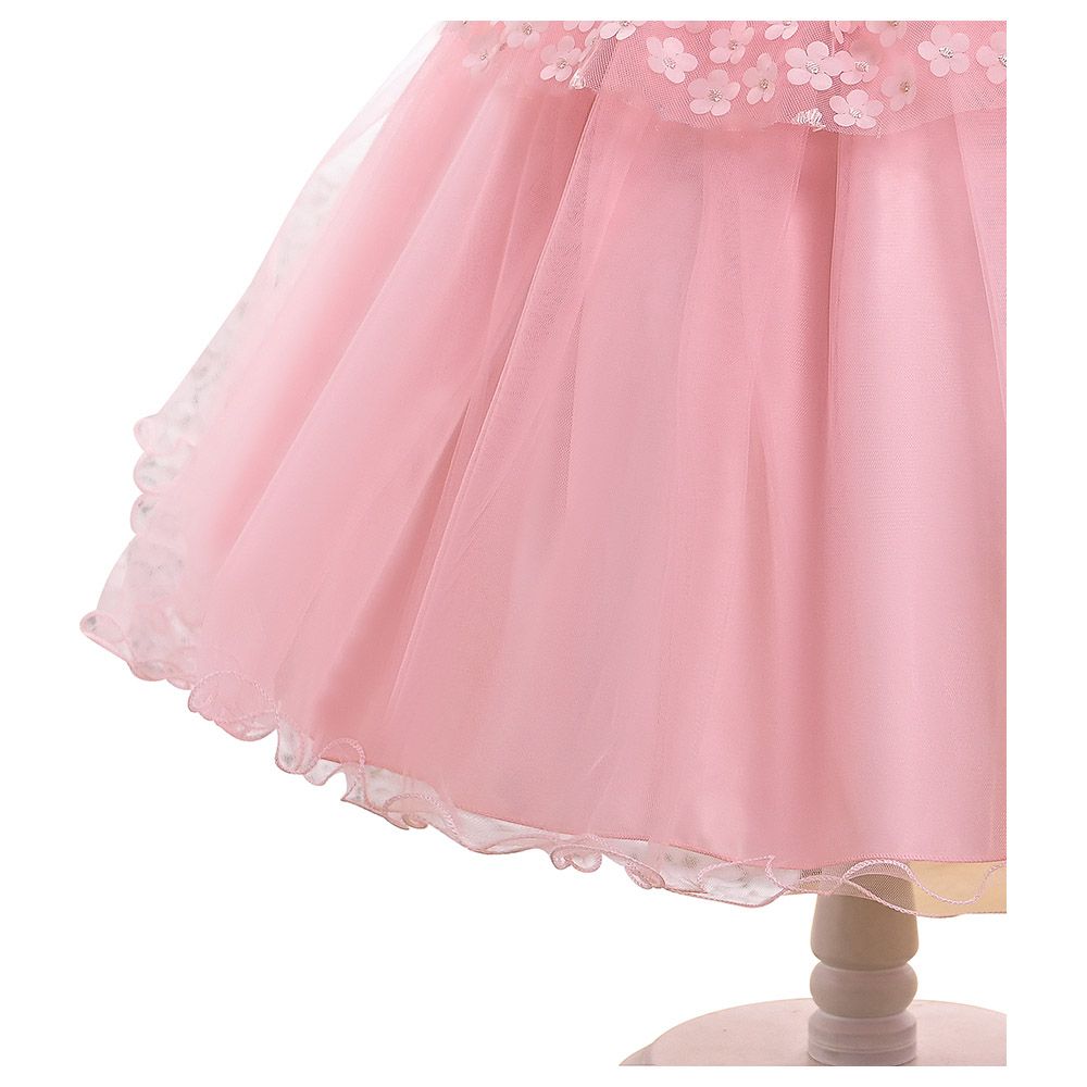 Ddaniela - Clara Flower Dress with Headband - Pink