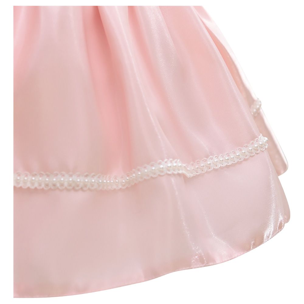 Ddaniela - Charlotte Embroidery Lace Dress with Headband - Pink