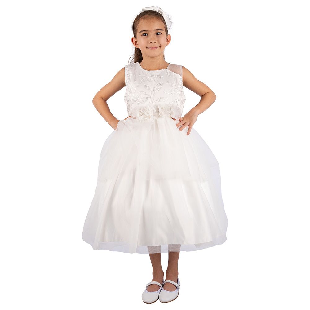 Ddaniela - Abigail Party Dress with Headband - White