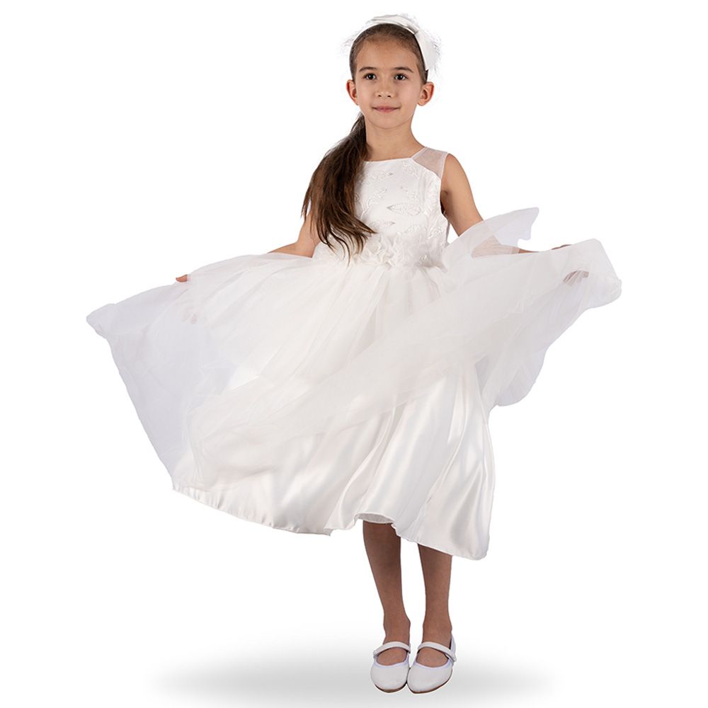 Ddaniela - Abigail Party Dress with Headband - White