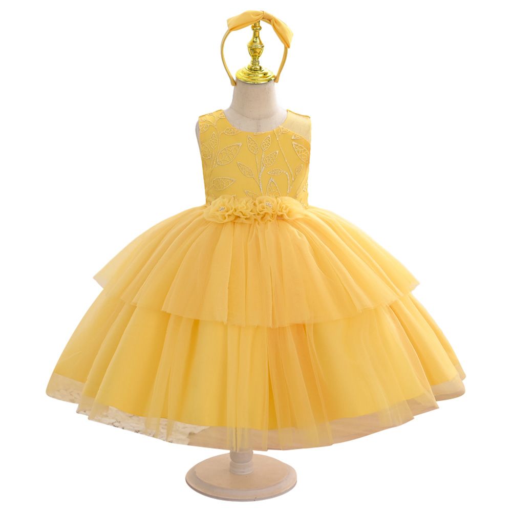 Ddaniela - Abigail Party Dress with Headband - Yellow