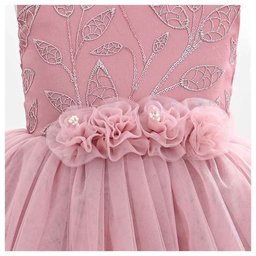 Ddaniela - Abigail Party Dress with Headband - Dark Pink