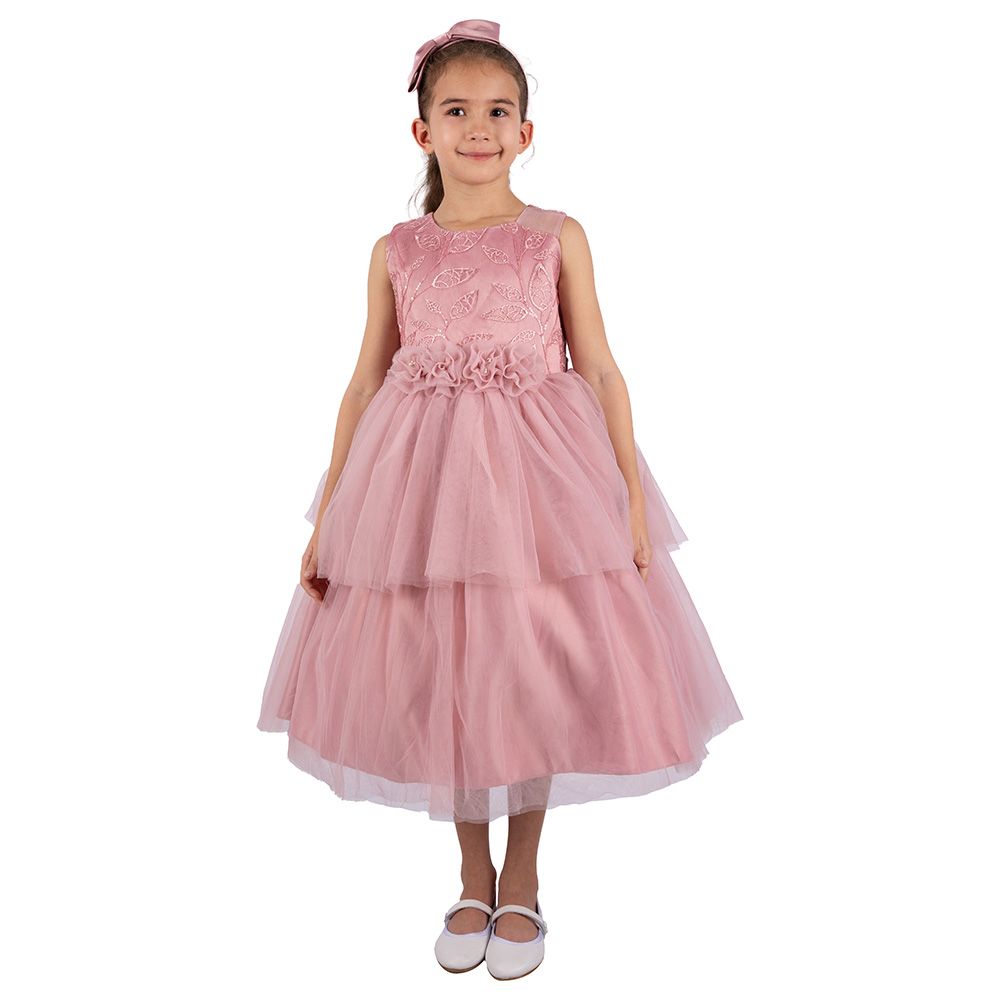 Ddaniela - Abigail Party Dress with Headband - Dark Pink