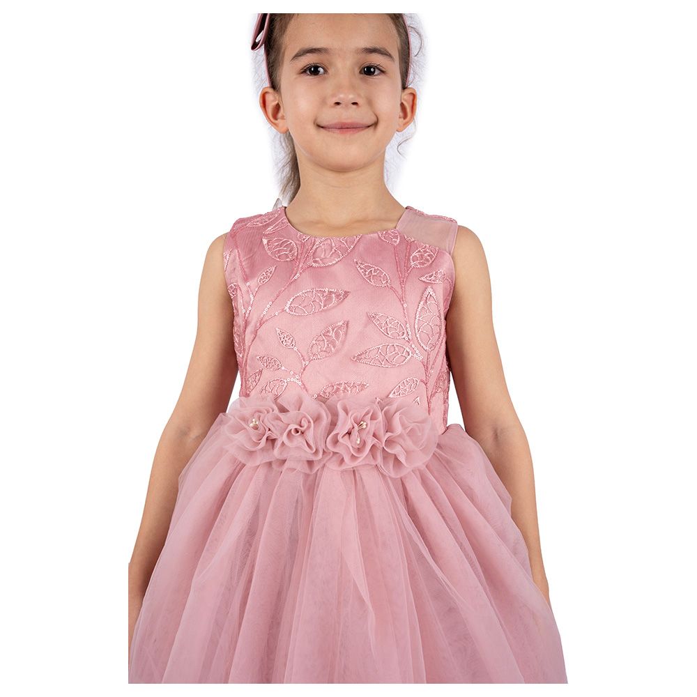 Ddaniela - Abigail Party Dress with Headband - Dark Pink