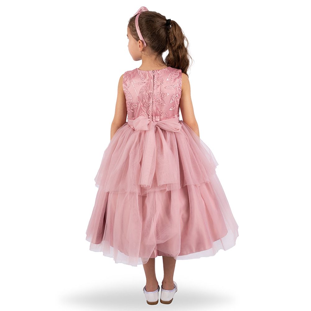 Ddaniela - Abigail Party Dress with Headband - Dark Pink