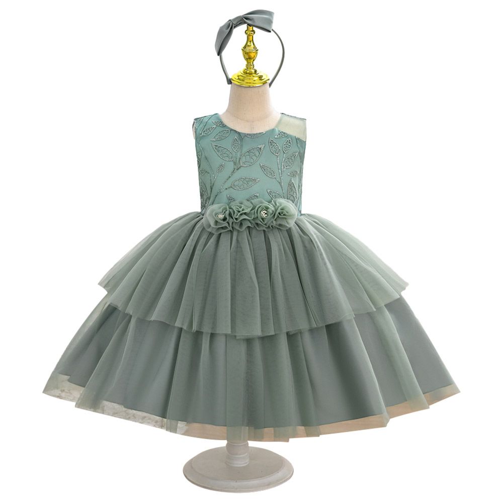 Ddaniela - Abigail Party Dress with Headband - Olive