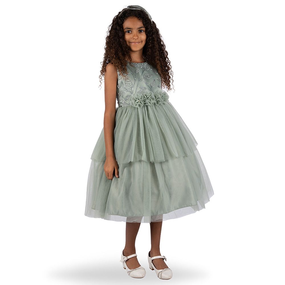 Ddaniela - Abigail Party Dress with Headband - Olive