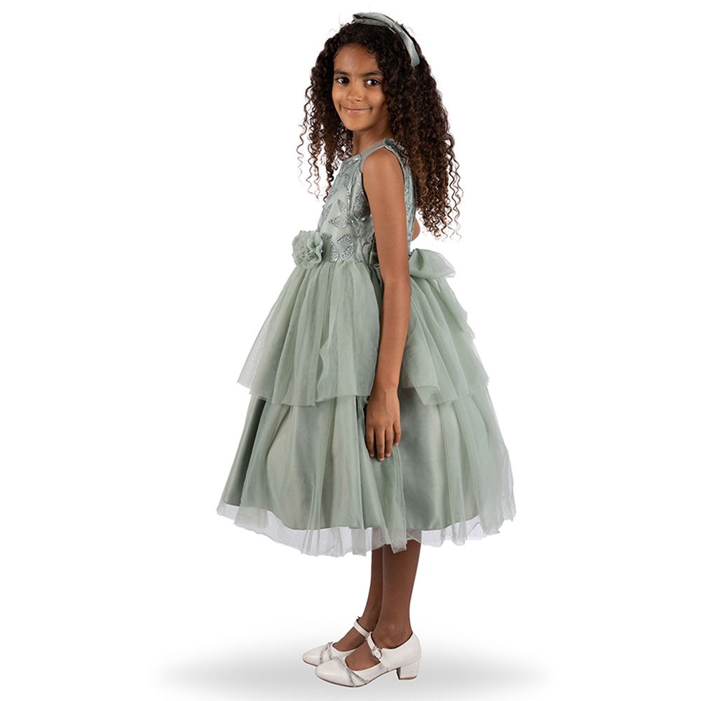 Ddaniela - Abigail Party Dress with Headband - Olive