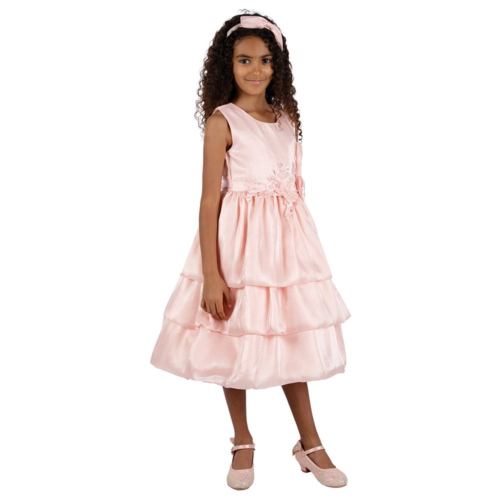 Ddaniela - Ava Shiny Party Dress with Headband - Pink