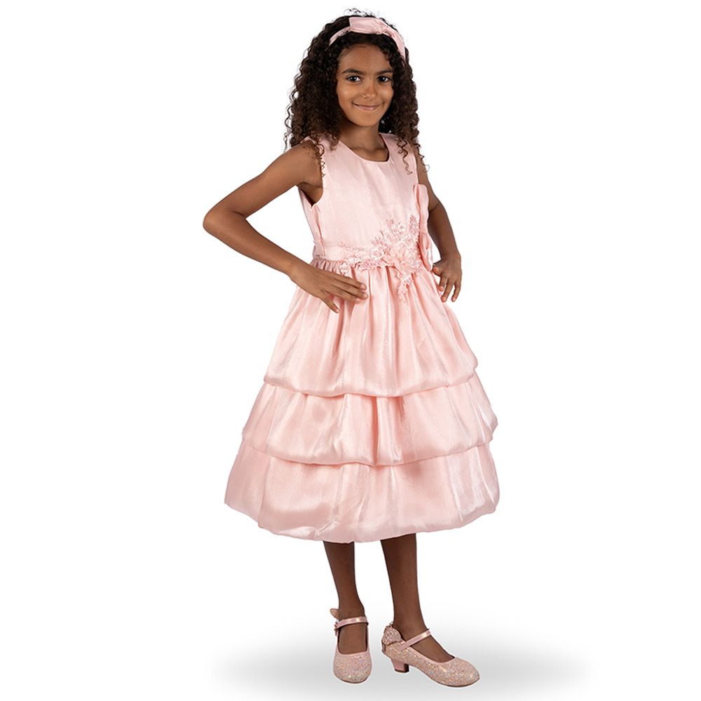 Ddaniela - Ava Shiny Party Dress with Headband - Pink