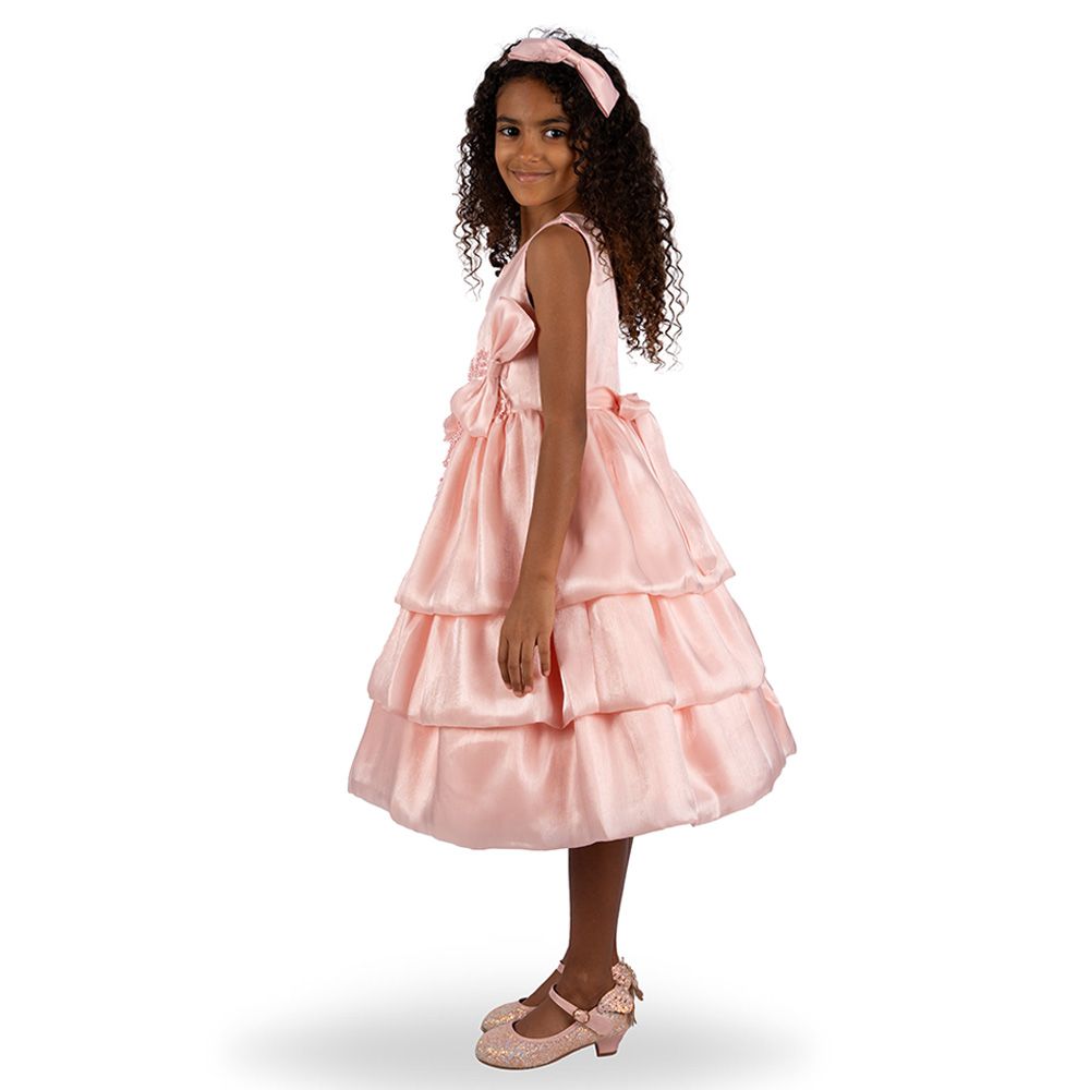 Ddaniela - Ava Shiny Party Dress with Headband - Pink