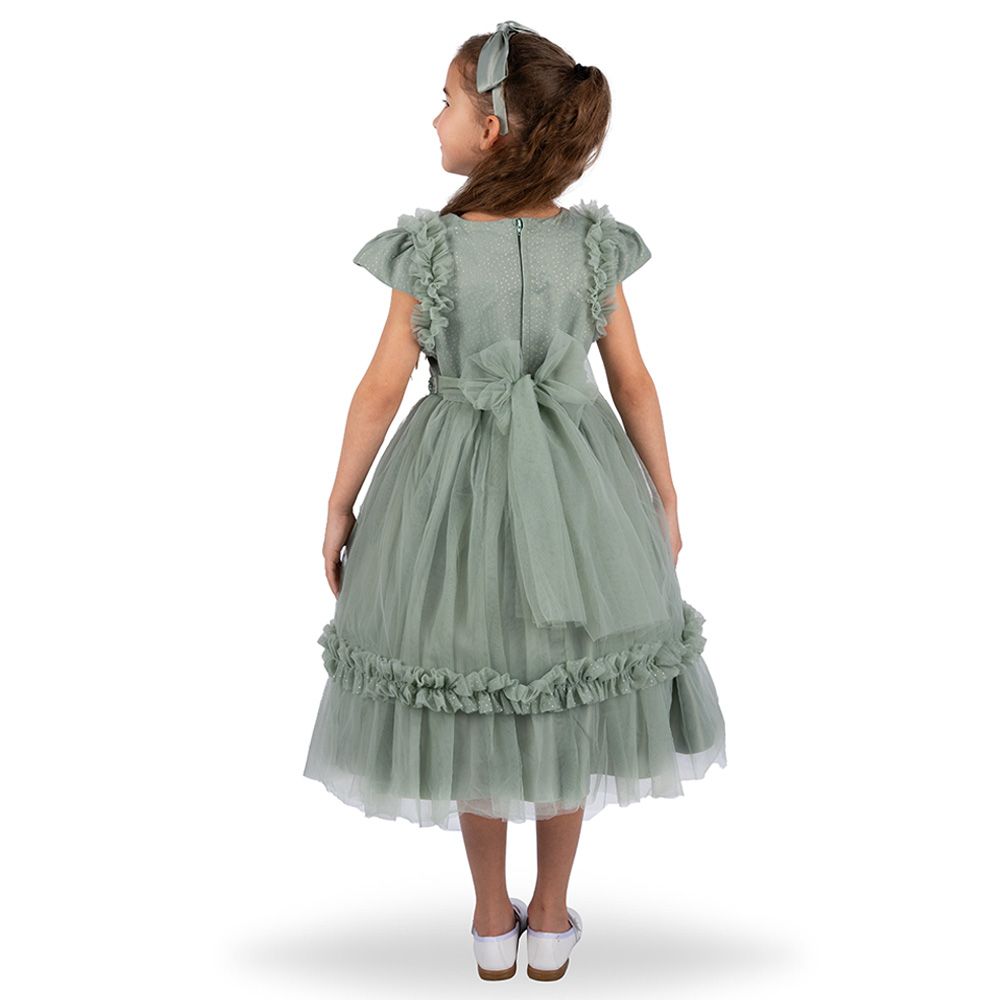 Ddaniela - Eleanor Party Dress with Headband - Olive