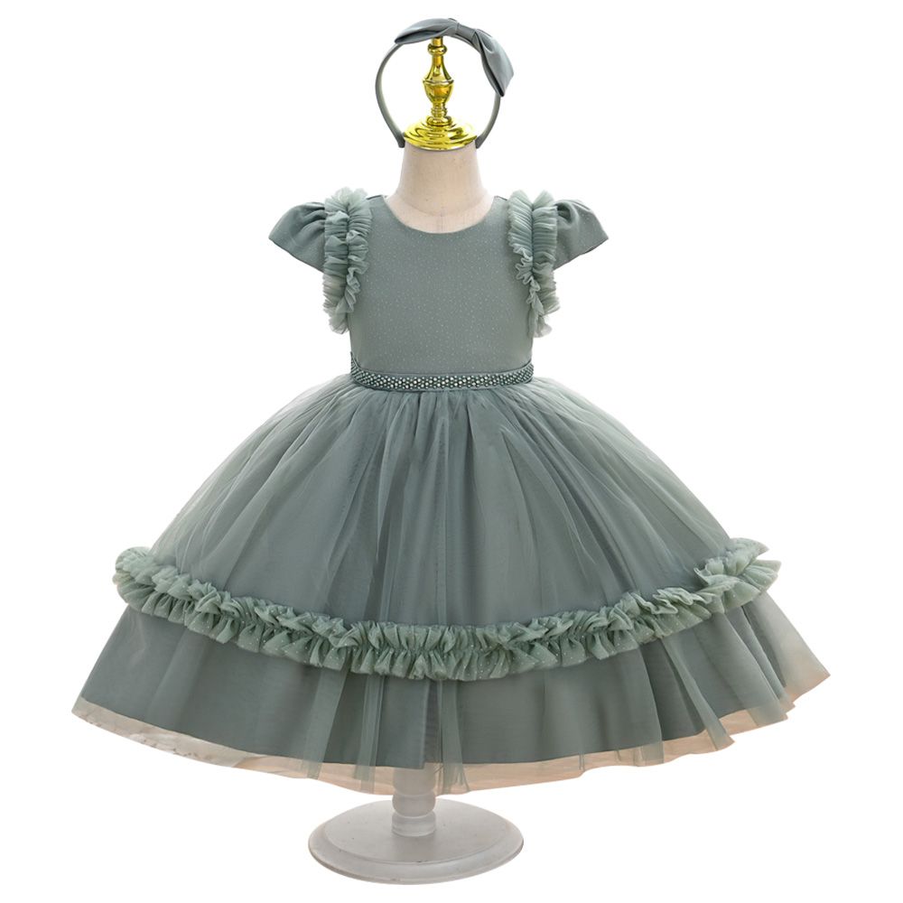 Ddaniela - Eleanor Party Dress with Headband - Olive