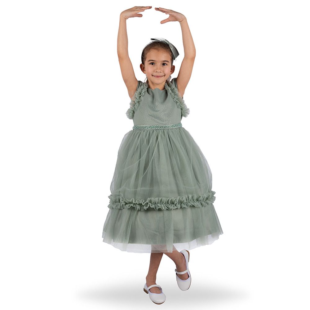 Ddaniela - Eleanor Party Dress with Headband - Olive