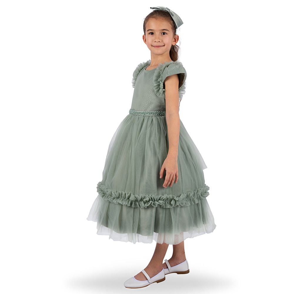 Ddaniela - Eleanor Party Dress with Headband - Olive