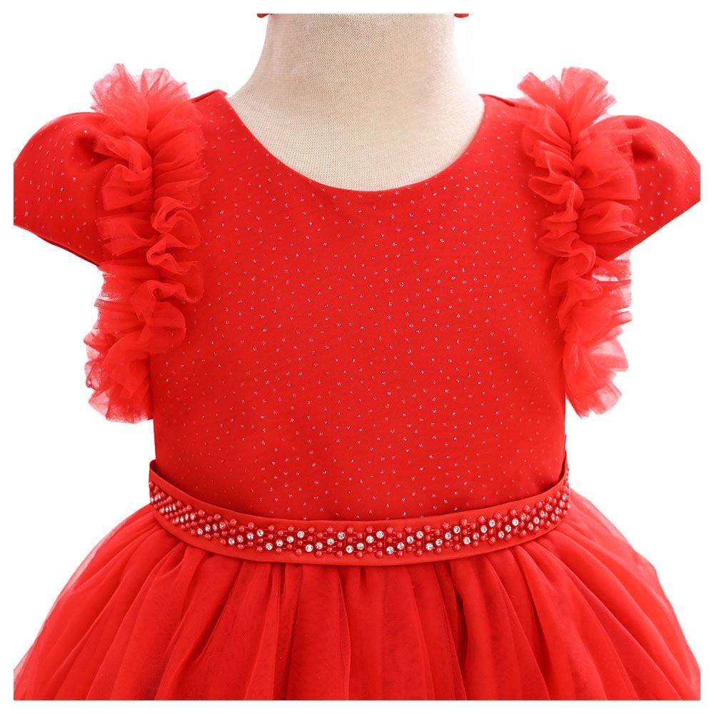 Ddaniela - Eleanor Party Dress with Headband - Red