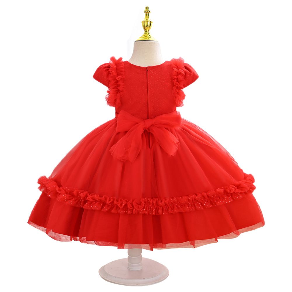 Ddaniela - Eleanor Party Dress with Headband - Red