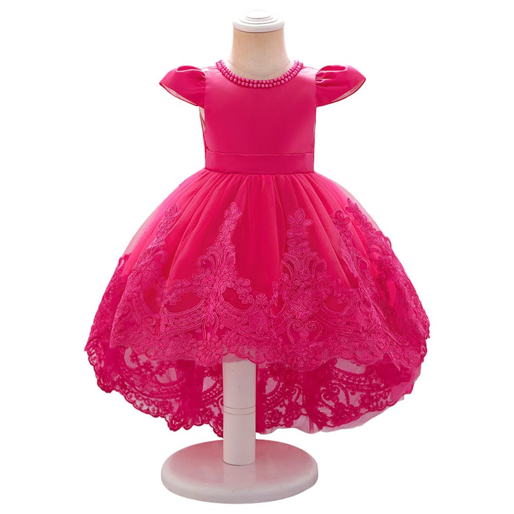 Ddaniela - Embroidery Princess Dress - Hot Pink